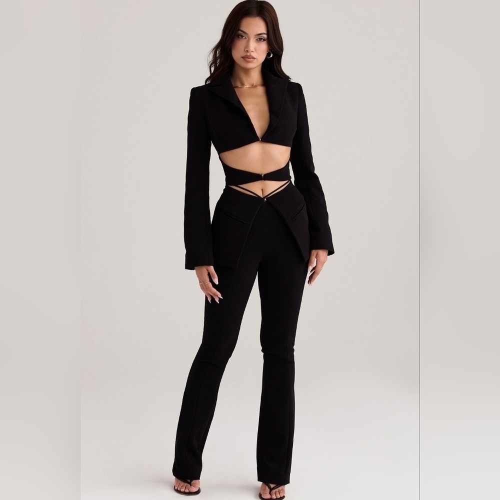 House Of CB Black Layla V Front Trouser Pants